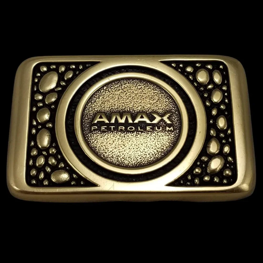 Vintage Solid Brass Belt Buckle‎ by Synanon - Rare Collectible AMAX Petroleum